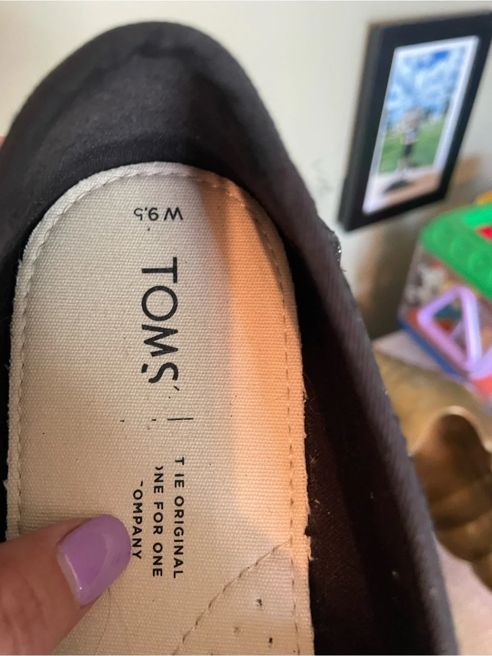TOMS Classic black Sparkle SLIP-ON Flats 9.5w Comfort shoe Premium Style glitter